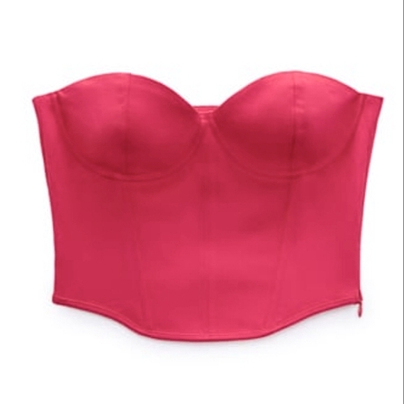 Zara Tops - Sale🥳NWT Zara Hot Pink Bustier Strapless Corset Top